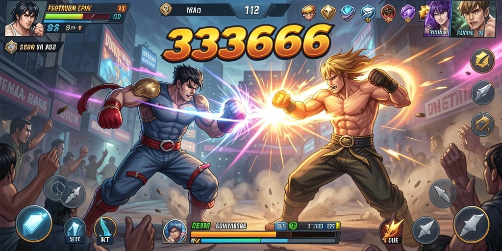 Tampilan gameplay Fighting yang menegangkan di 333666.