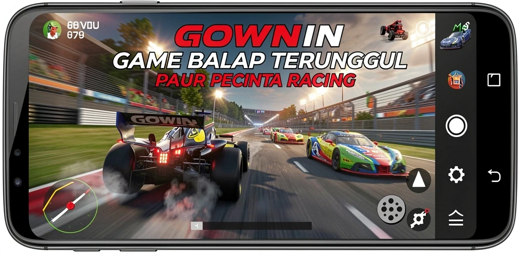 Tampilan gameplay balap GOWIN yang mendebarkan.