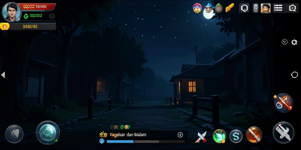 Screenshot gameplay yang menampilkan suasana mencekam di QQ222.