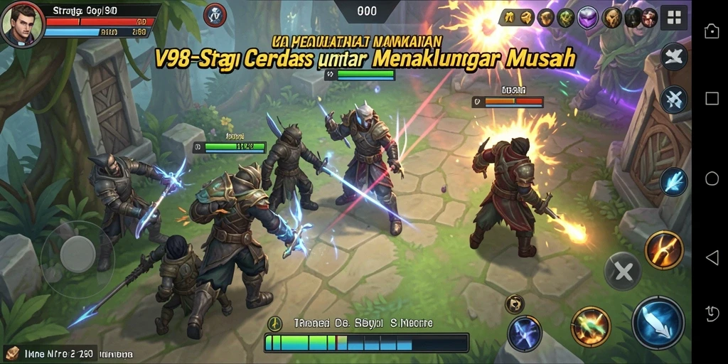 Screenshot menunjukkan aksi menarik dalam permainan strategi V98.